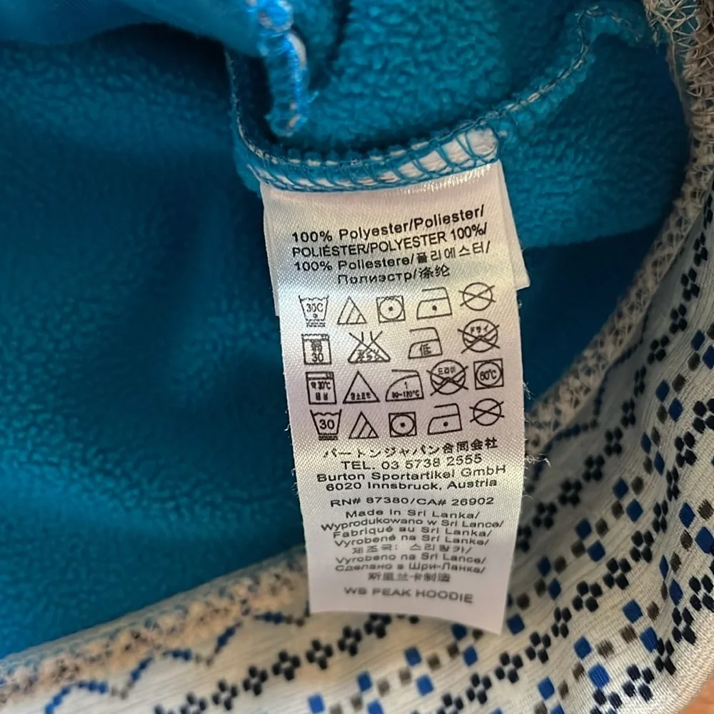 Burton WB Peak Hoodie Sweatshirt Fair Isle Fleece Lined - Picture 5 of 8